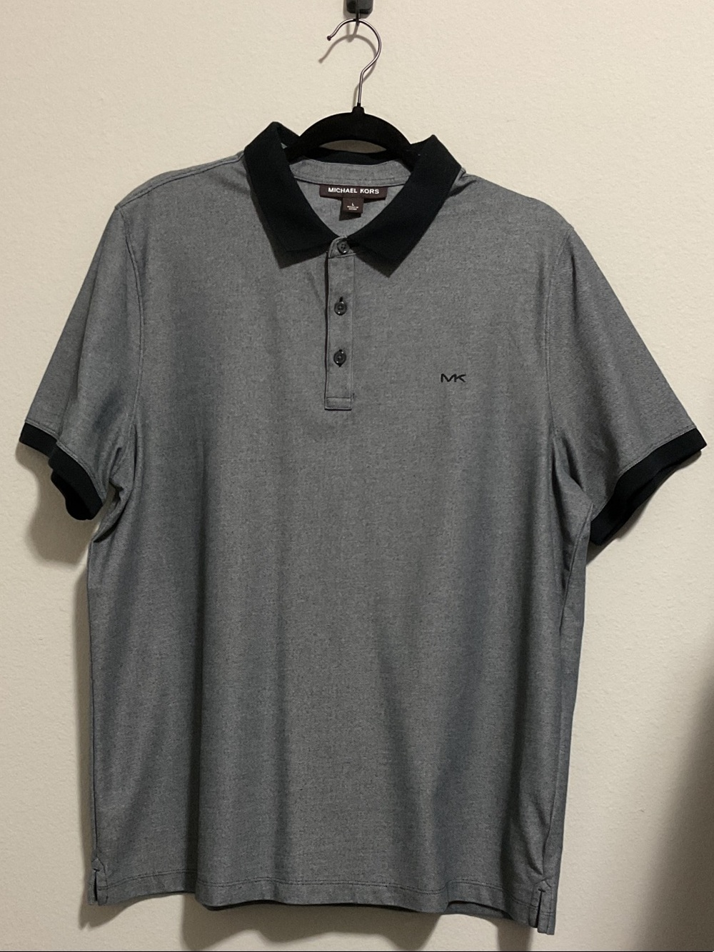Michael Kors Gray Polo with Black Contrast Collar- Size Large
